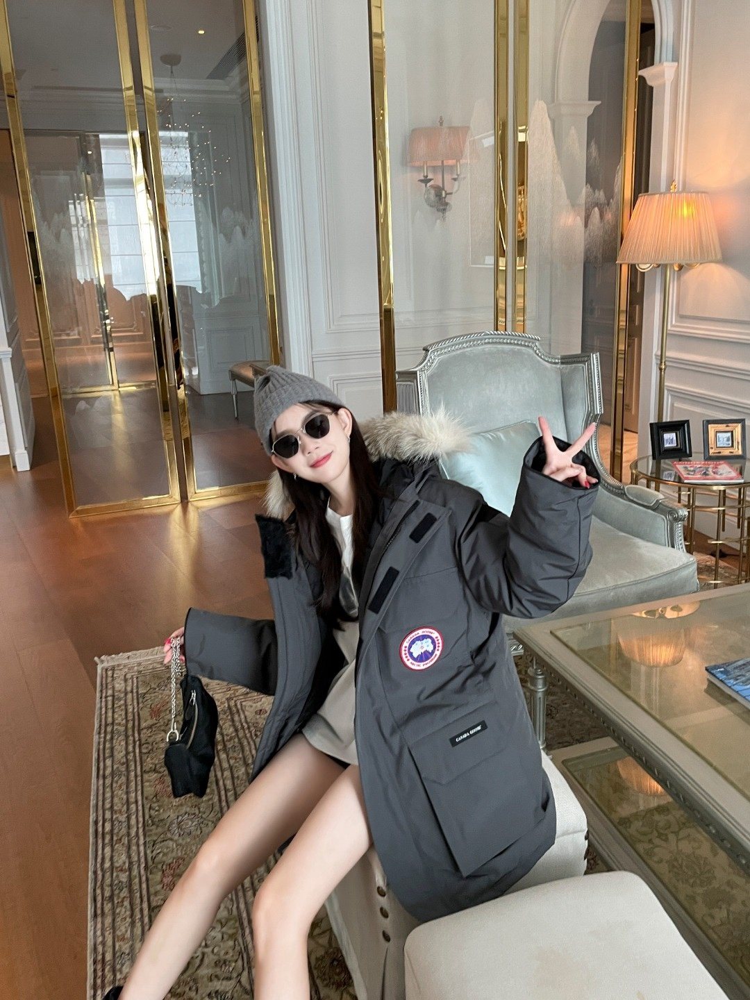 Canada Goose Hooded Fur-Trim Puffer Jacket — model