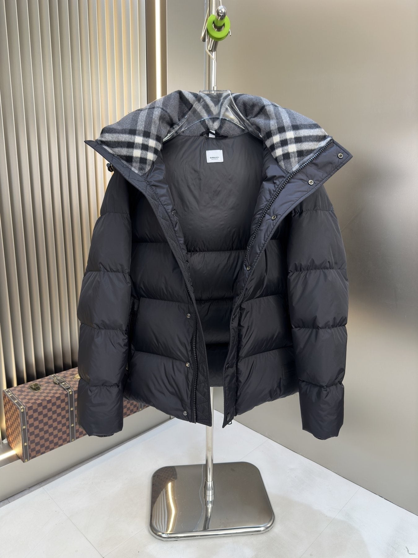 Burberry Black Hooded Puffer Jacket — front