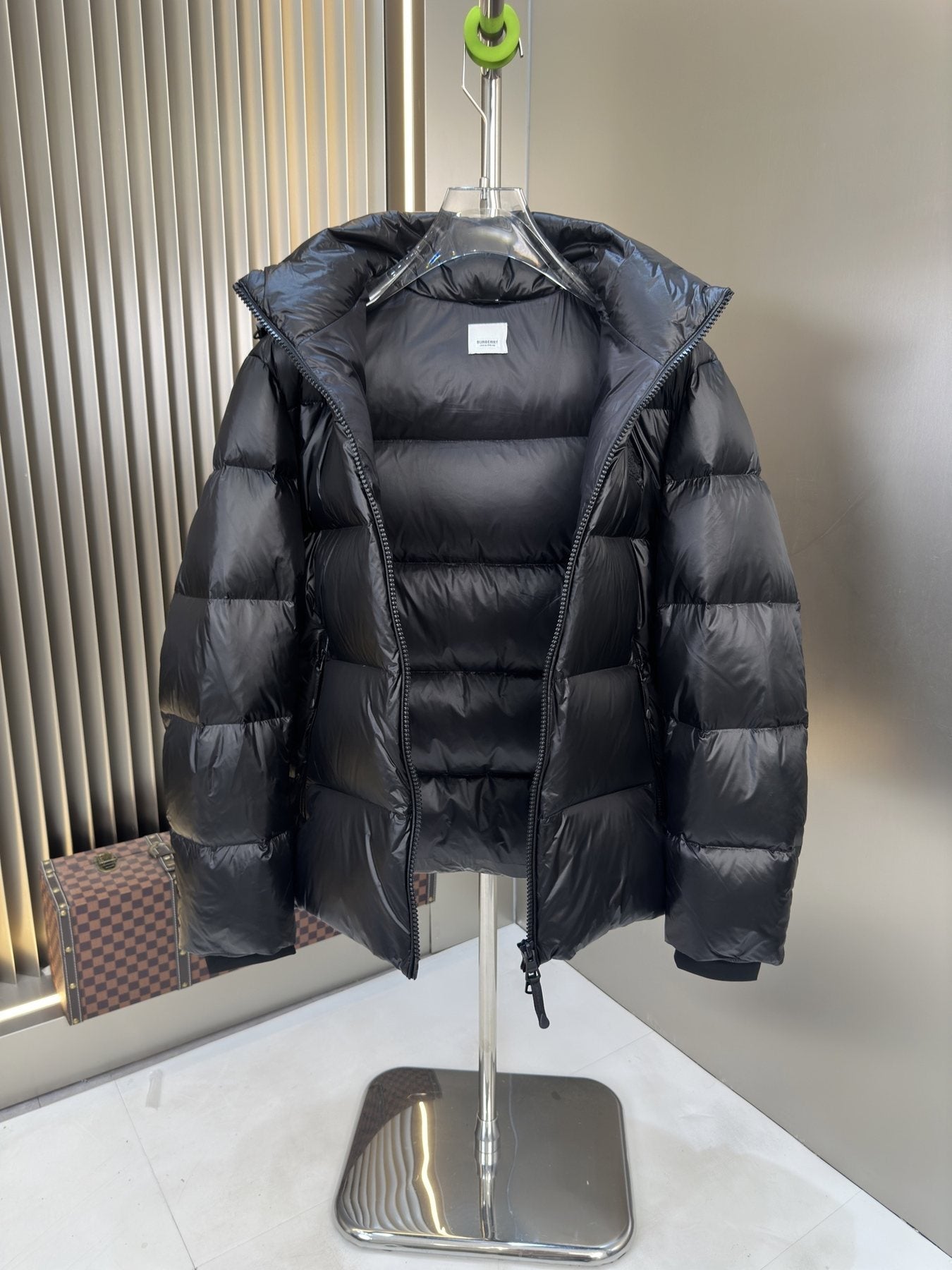 Burberry Black Hooded Puffer Jacket — front