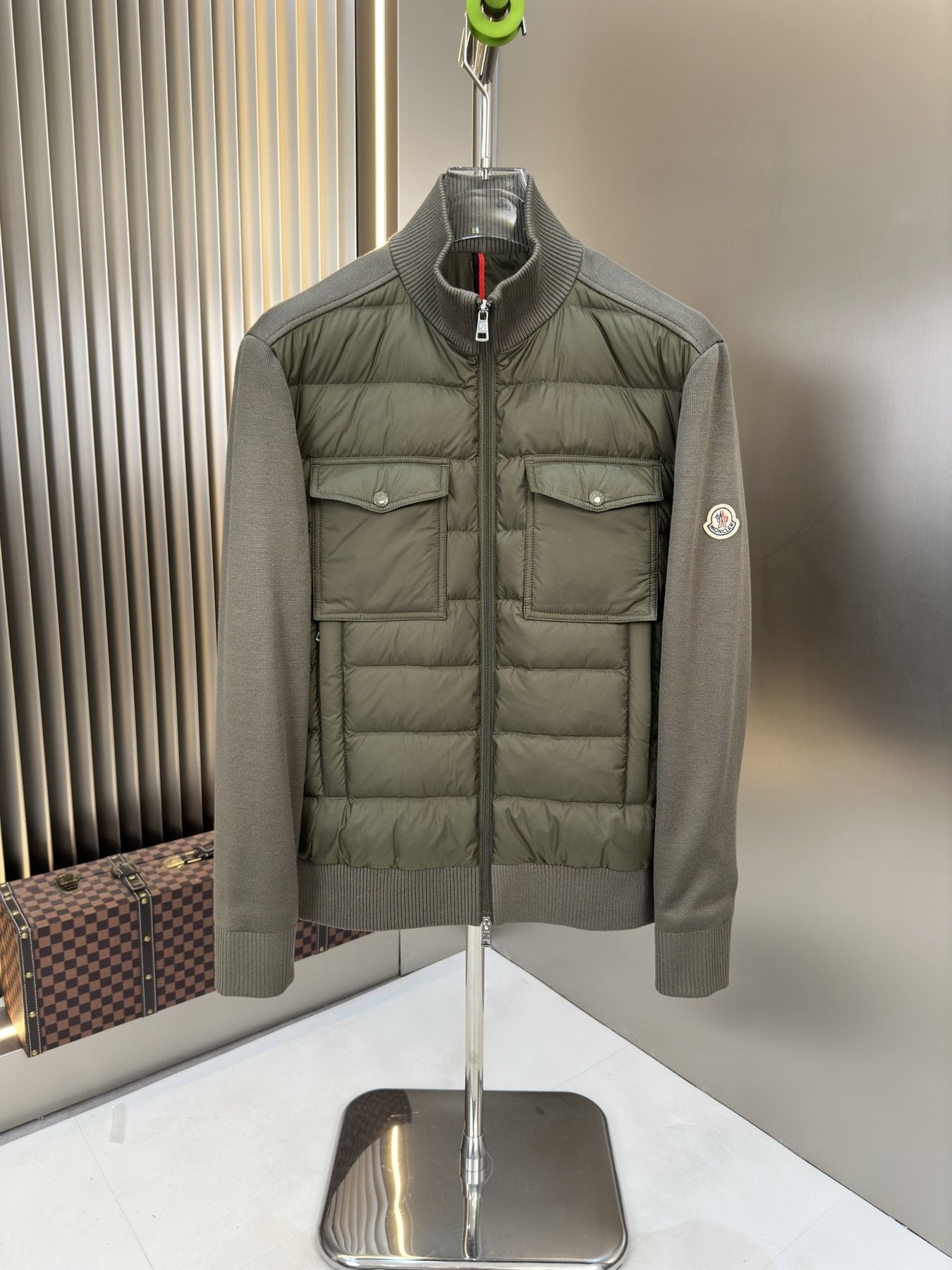 Moncler Padded Knit-Sleeve Jacket — front