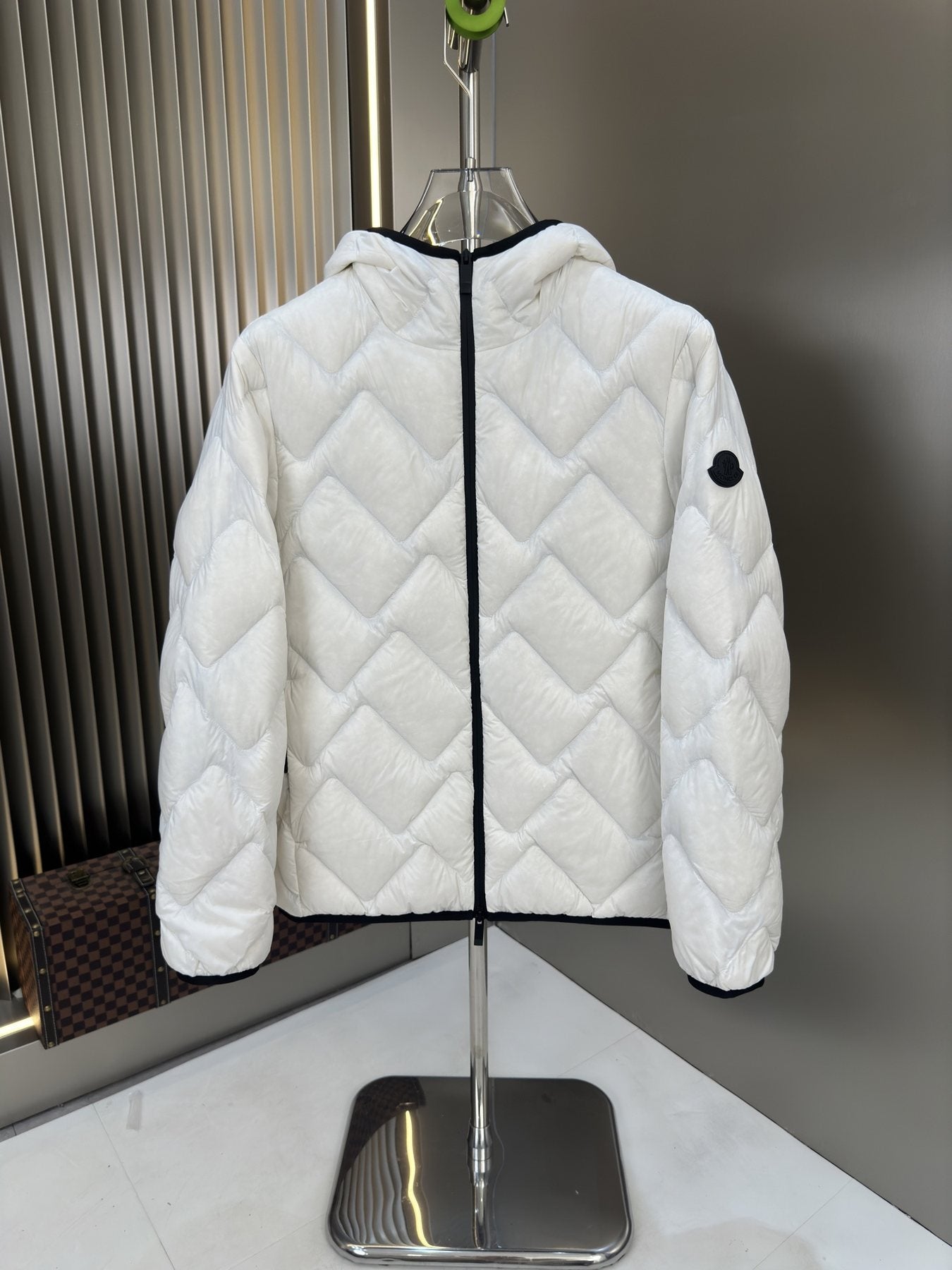 Moncler Chevron-Quilted Hooded Puffer Coat — front