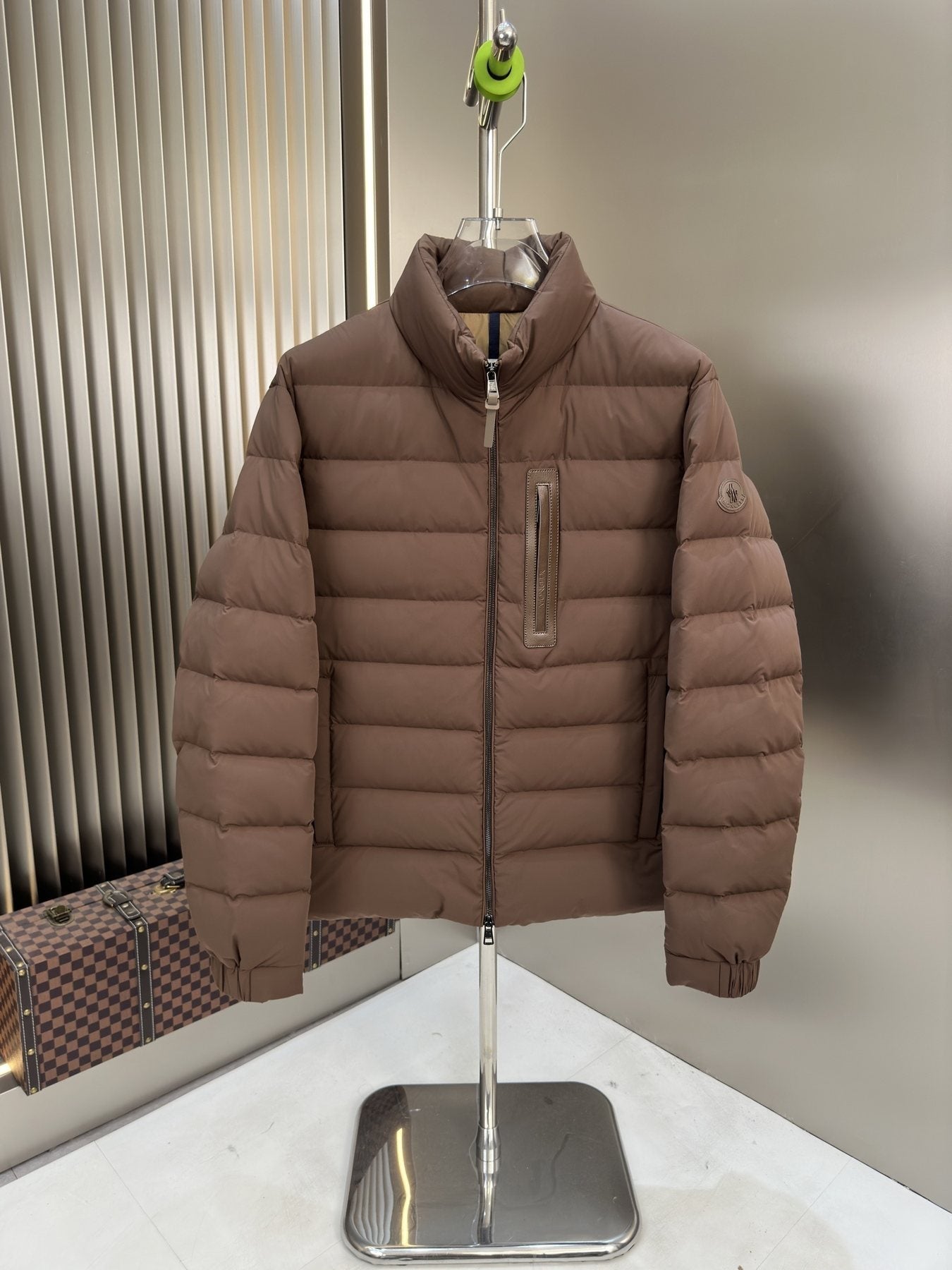Moncler Quilted Puffer Coat with Sleeve Badge — front