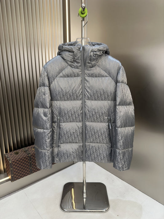 Dior Tonal Monogram Hooded Puffer Jacket — front