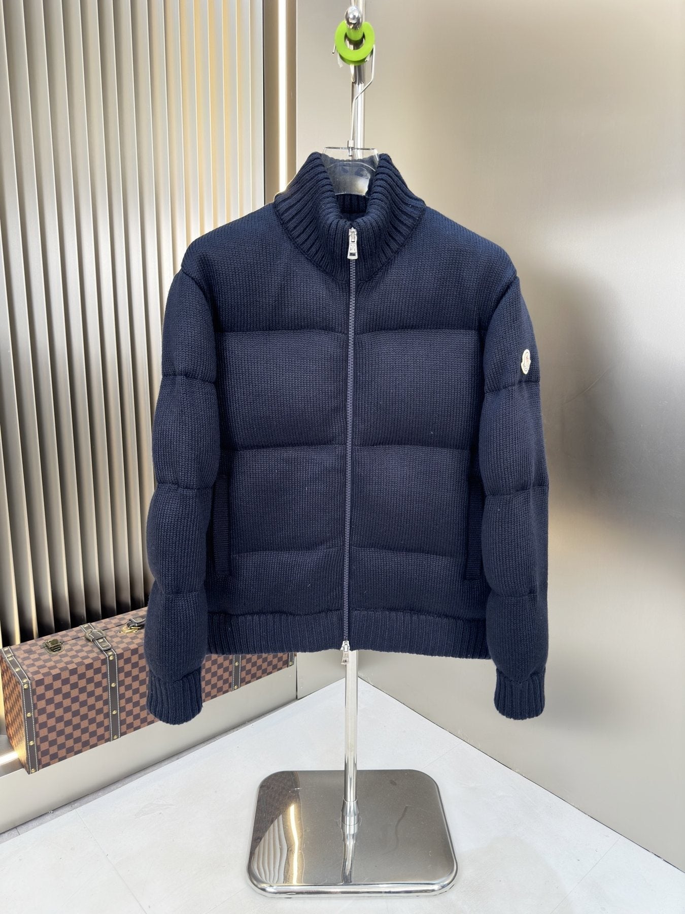 Moncler Quilted Knit-Sleeve Puffer Jacket — front