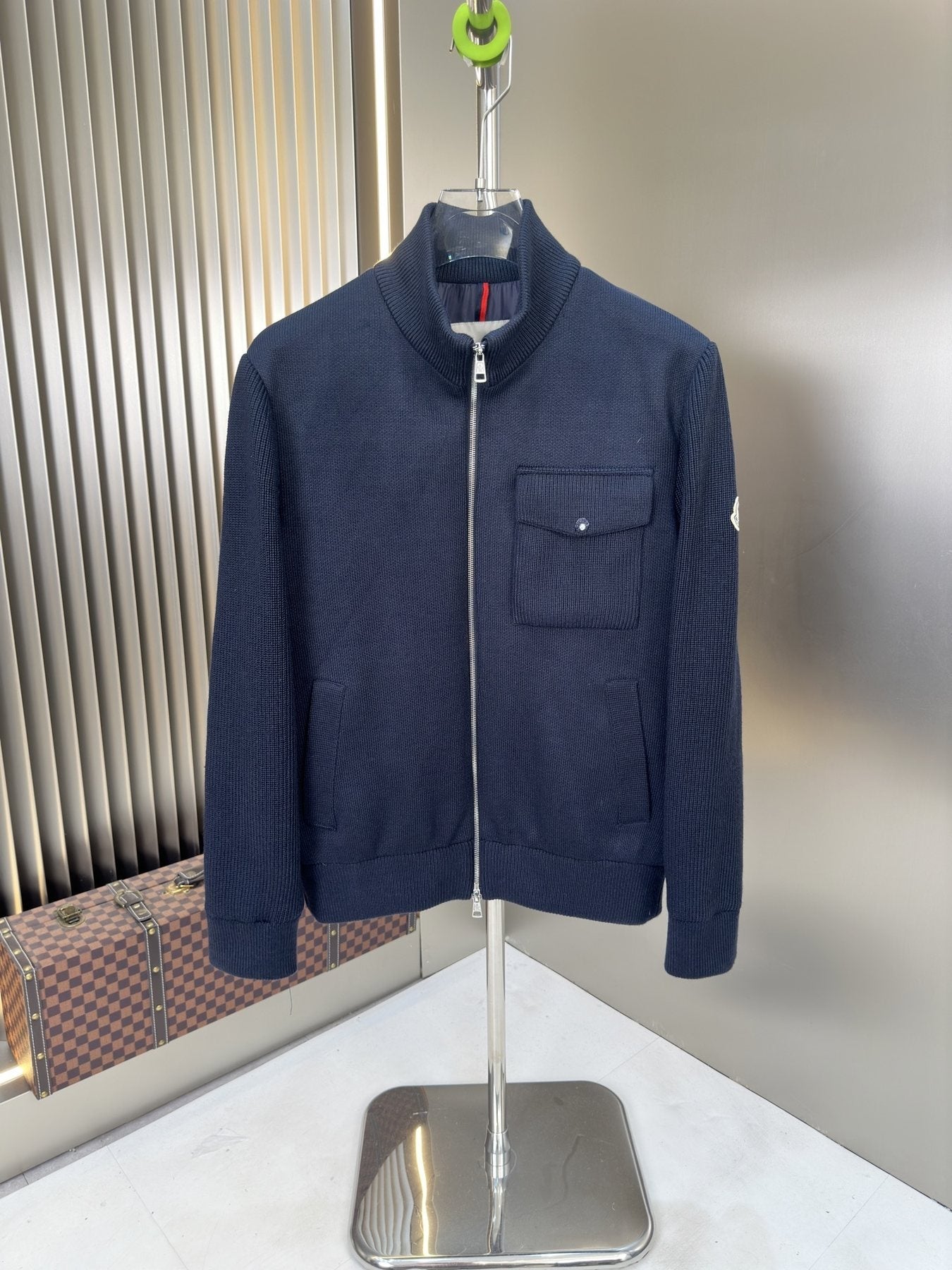 Moncler Stand-Collar Quilted-Back Zip Jacket — front