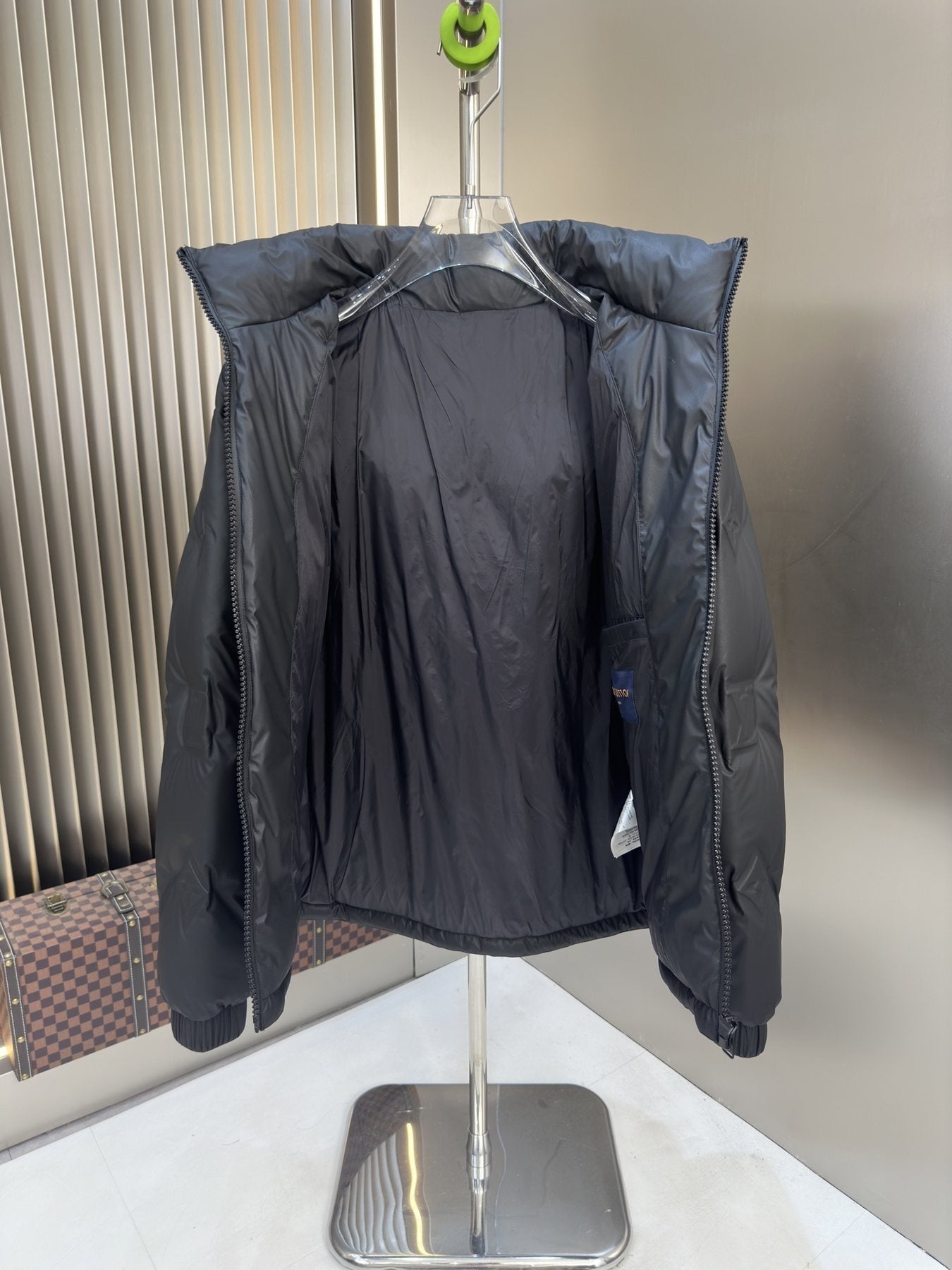 LV Hooded Quilted Puffer Coat — detail