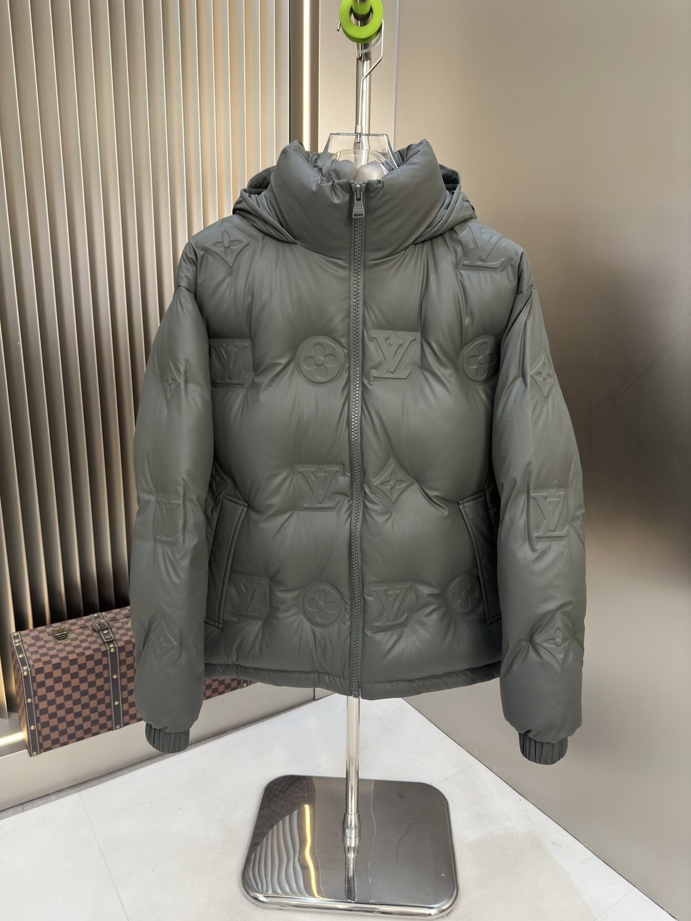LV Hooded Quilted Puffer Coat — front