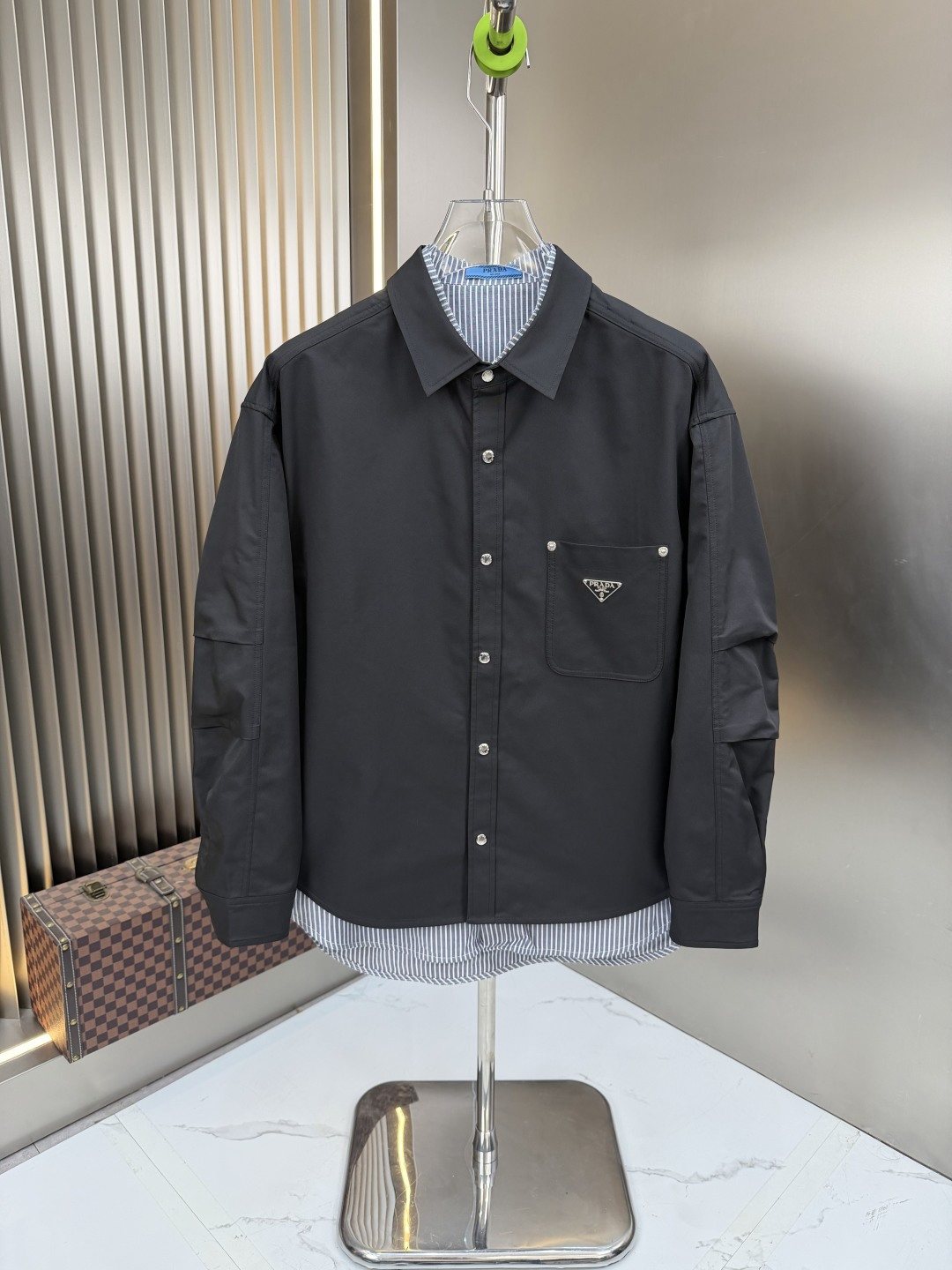 Prada Layered Overshirt and Striped Shirt Set — hero
