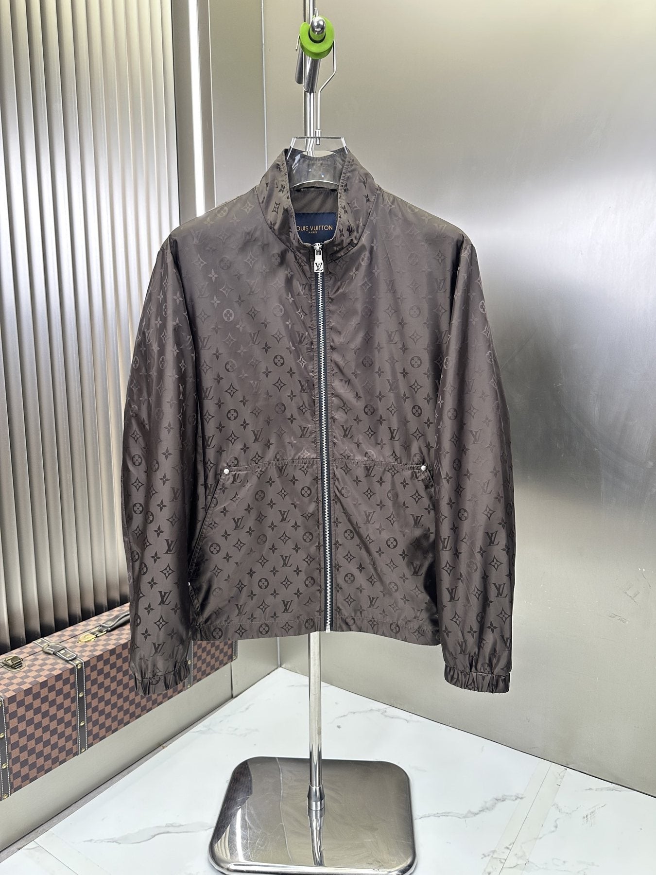 LV All-Over Monogram Zip-Front Jacket — front