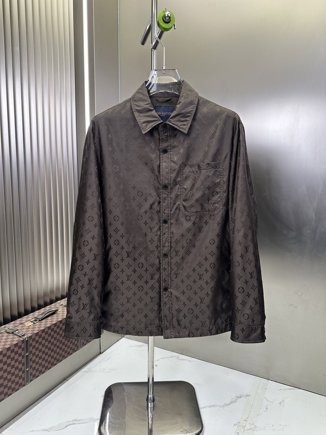 LV Tonal Pattern Button-Front Jacket — front