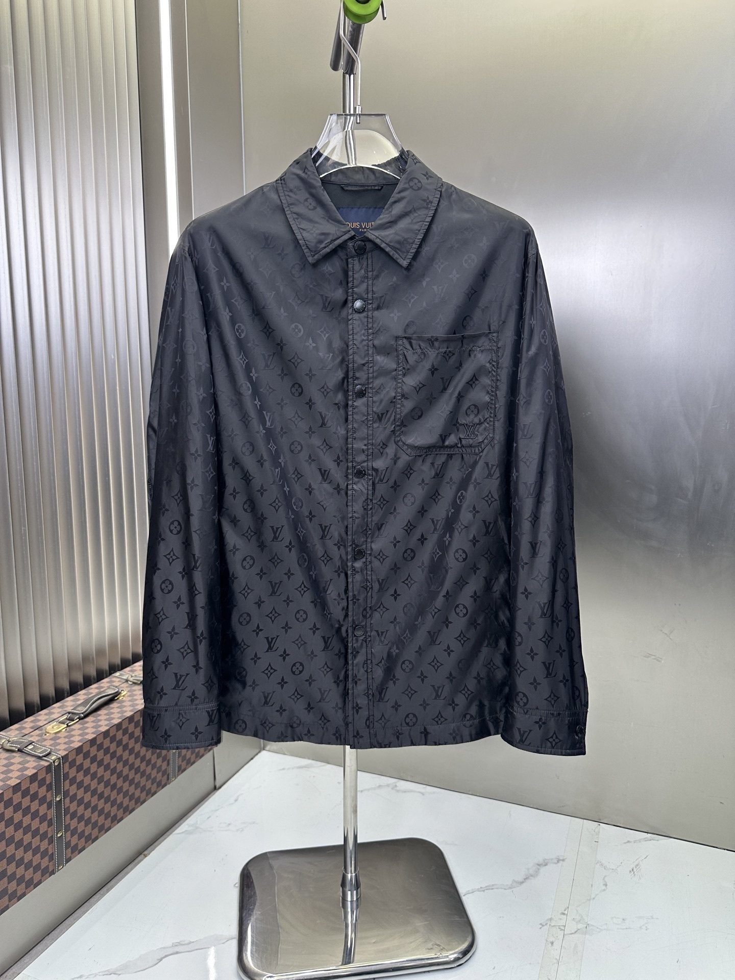 LV Tonal Pattern Button-Front Jacket — hero