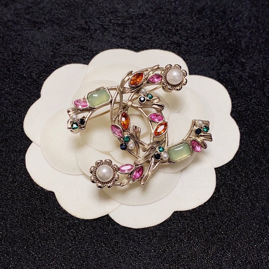 18K  Chanel Crystal Flower Brooch