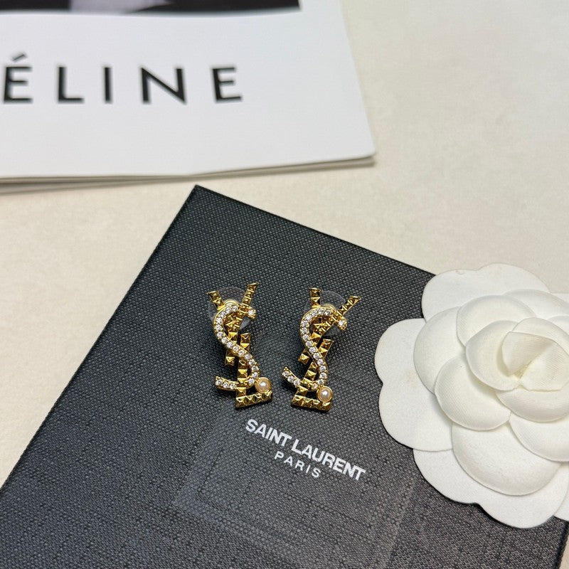 18K YSL Gold Diamond Earrings