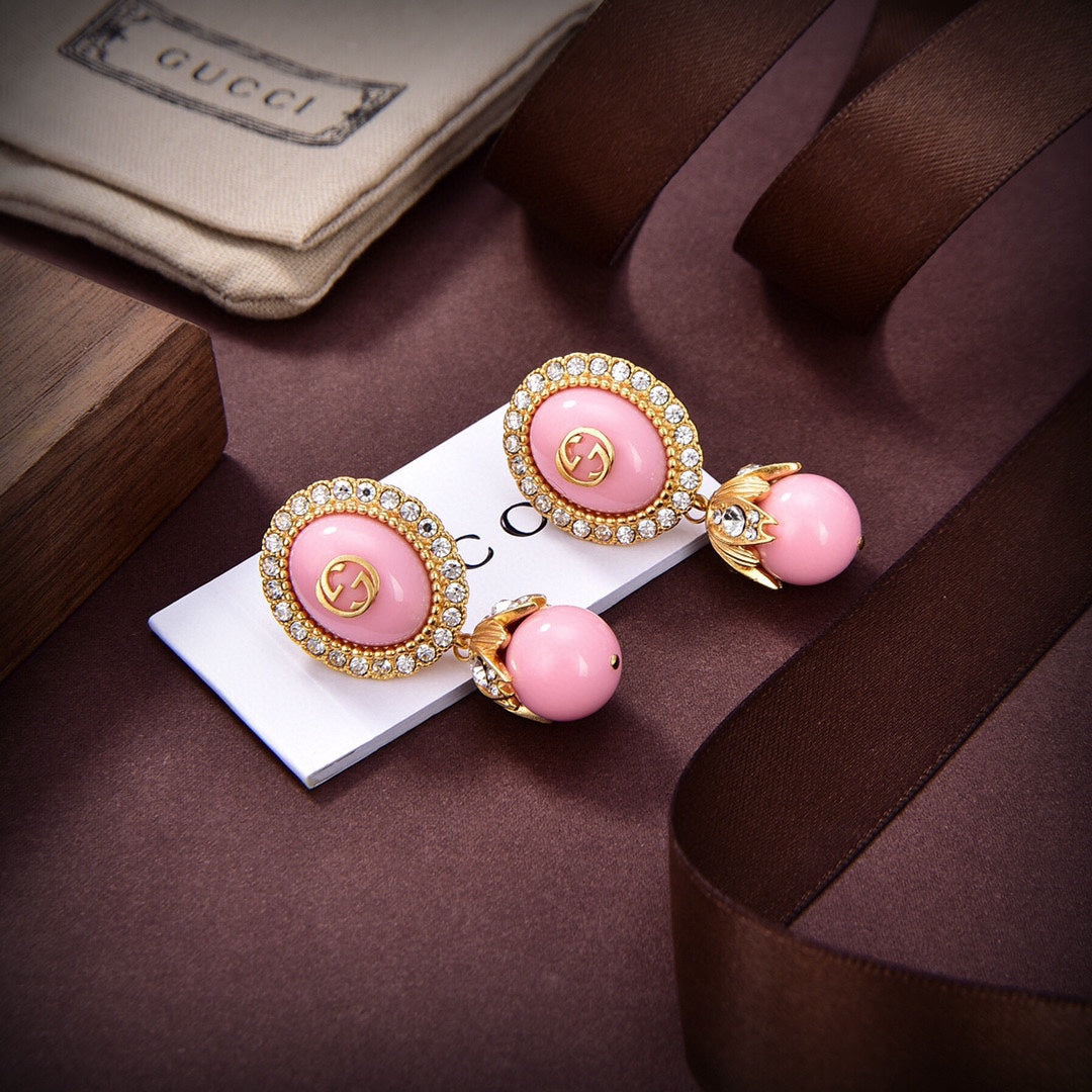 18K Double Gucci Pearl Earrings